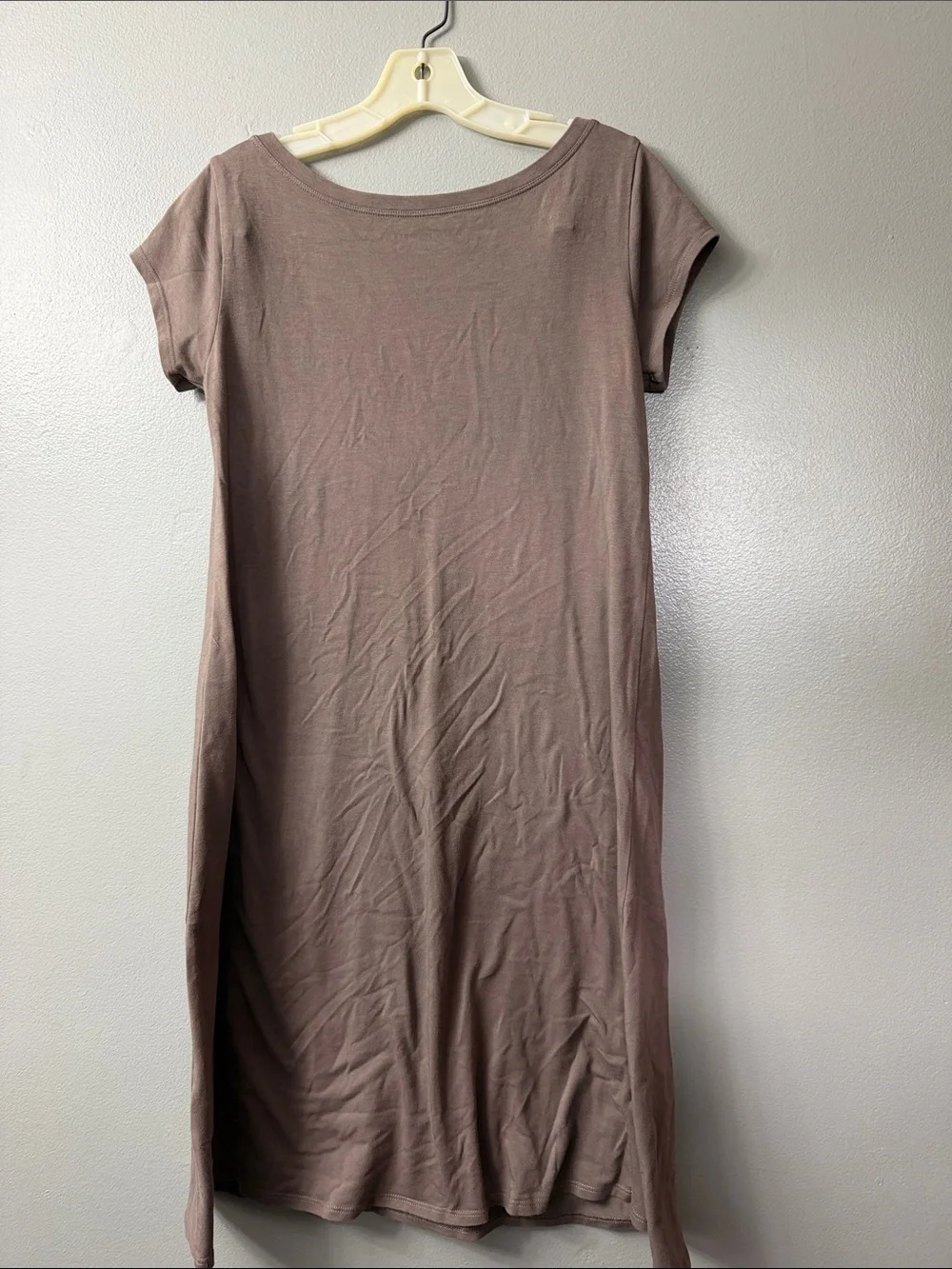 Eileen Fisher Scoop Neck Tee shirt dress Taupe Brown XS